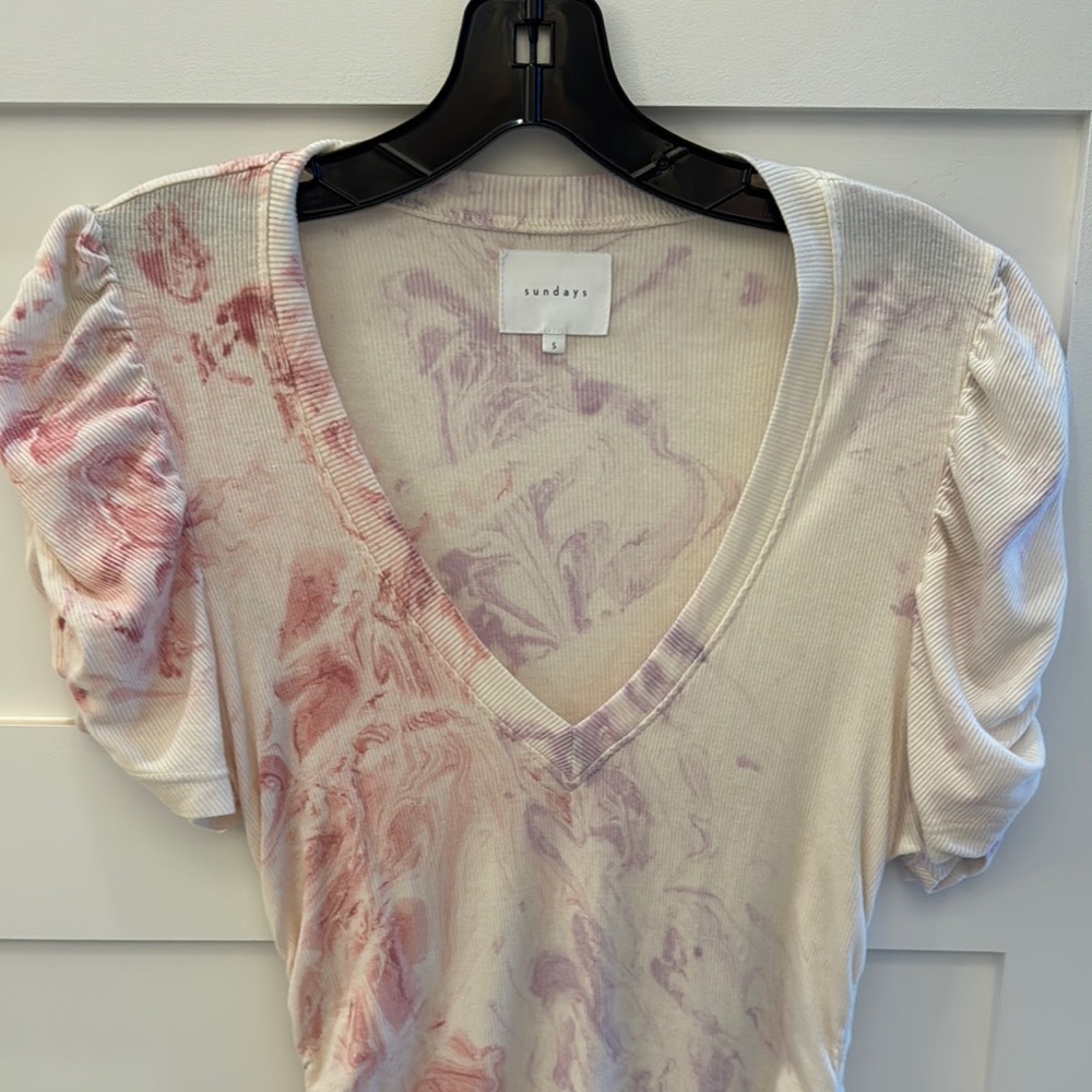 Sundays washed Cali tshirt V-Neck casual washed lavender marvel midi dress small - Picture 4 of 5
